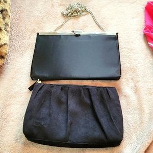 DONNA KARAN velvet cosmetic bag & vintage LA Regal chain Evening Bag